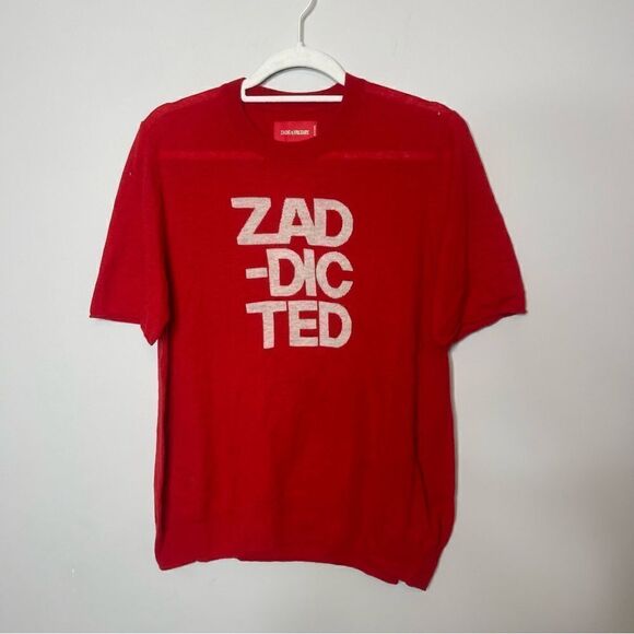 ZADIG & VOLTAIRE Ida CP Cashmere Zaddicted Tee FLAWED new no  tags - Picture 5 of 12